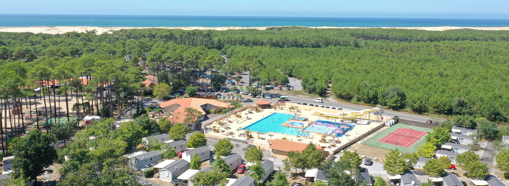 Vue aérienne du camping Les Oyats